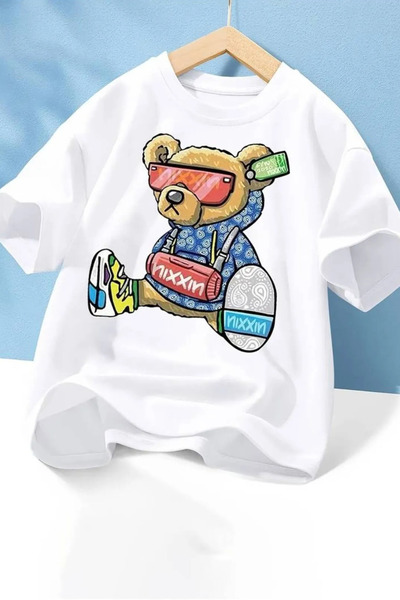 Wish BF Tricou cu urs din desene animate pentru baieti