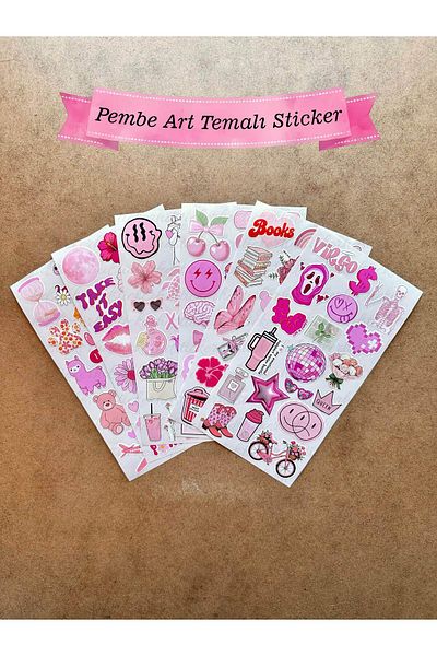 hdsticker مجموعة من 6 ملصقات ذات طابع فني وردي - 107 قطعة، مخطط، جدول أعمال، كمبيوتر محمول، هاتف، ملصق مجلة رصاصة