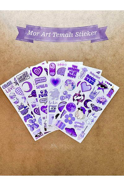 hdsticker Σετ αυτοκόλλητων 6 τεμαχίων με θέμα Purple Art - 116 τμχ Αυτοκόλλητο Planner, Agenda, Laptop, Phone και Bullet Journal