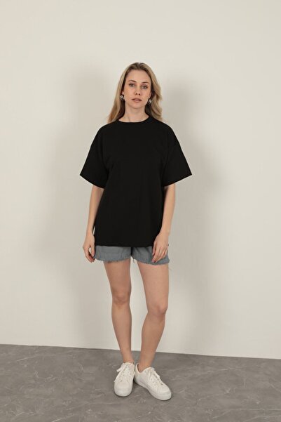 Lukas Gıronda Zero Collar Oversize Two Thread T-Shirt-Black