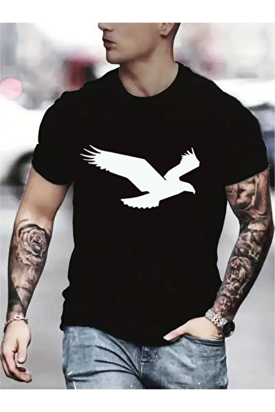 Wish BF Tricou un singur jerseu cu imprimeu Eagle pentru bărbați