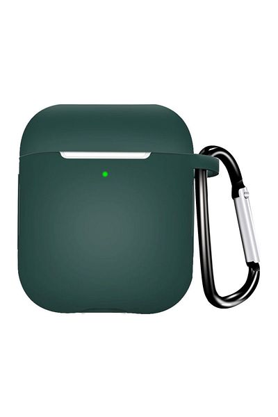karbeen Dark Green Silicone Earphone Case For Airpods 1/2 Gen Cover Case Wirless Headphones Skin-friendly Ea