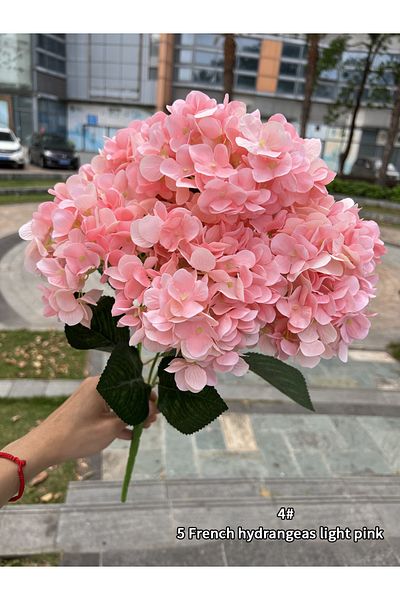 Choice Light Pink Large Size 5 Heads Artificial Flowers White Pink Hydrangea Silk Diy Wedding Bridal Bouque