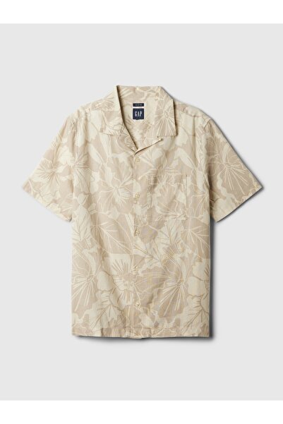 GAP Erkek Bej Keten Karışımlı Gömlek