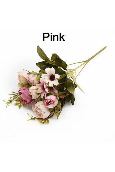 Choice Pink - 9 flowers JJYY Artificial Flowers Bouquet 13 Heads European Style Peony Silk Flowers High Qua