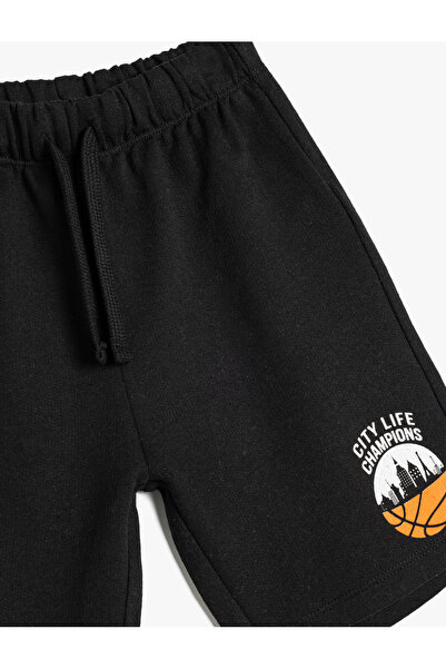 Koton Lastikli Bel Regular Fit Siyah Erkek Çocuk Şort 5SKB40033TK