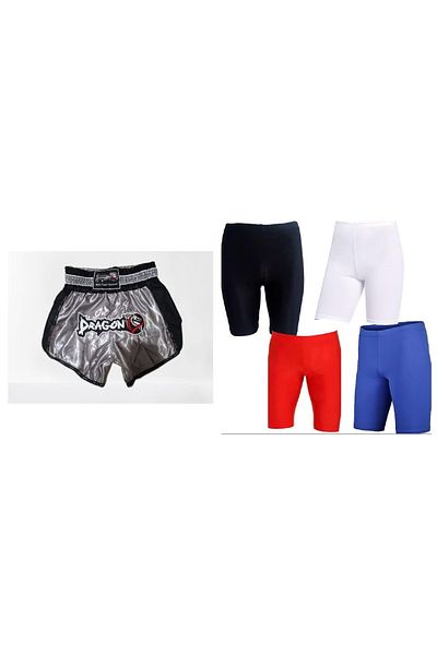 Dragondo Dragon Muaythai Retro Shorts and White Short Sports Leggings Muay Thai Set of 2