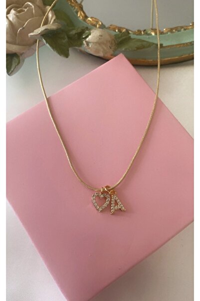 Asia by Leuvoié Asia By Leuvoie A Harfli Zirkon Taşlı Kalp Kolye