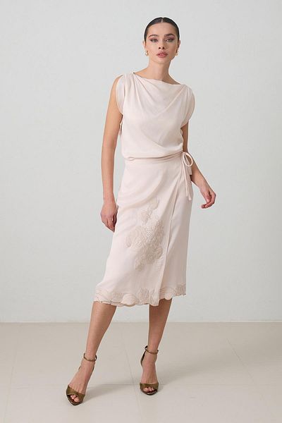 Setre Fusta de lungime midi cu broderie crem