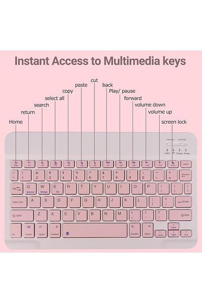 fulina Wireless Keyboard and Mouse Bluetooth,Rechargeable Wireless Mouse Keyboard Set,Pink,10 inch