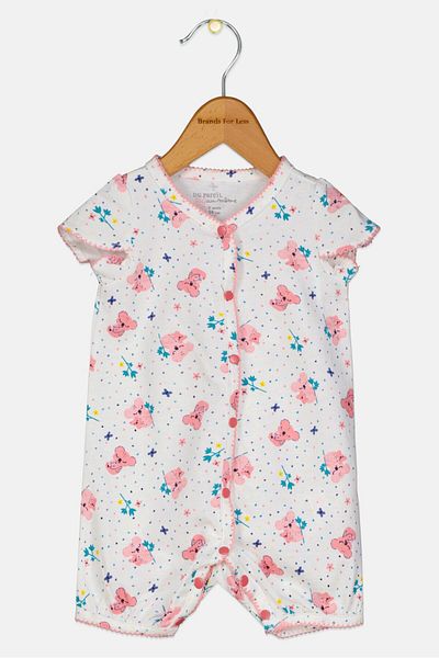 Dp Am Toddlers Girl Allover Print Overall Sleepwear, White