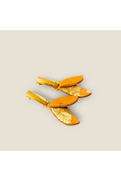 Lu Atelier Orélla-El Yapımı Özel Tasarım Altın Yaprak Küpe