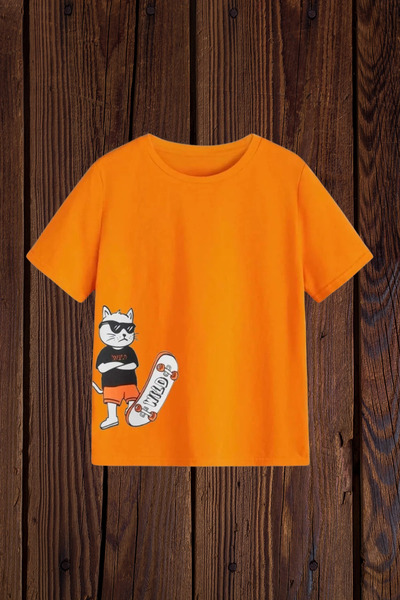 Wish BF pisică Skateboard cu imprimeu Fete Băieți tricou