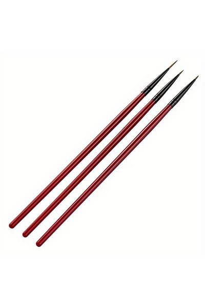 Sanathobi Red Fine Tip Pattern Brush Set - Gold, Nail and Decorating Brush 3Pcs
