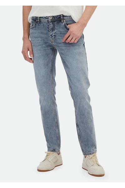 Ramsey Indigofarbene Denim-Hose mit normaler Passform und Baumwollmischung