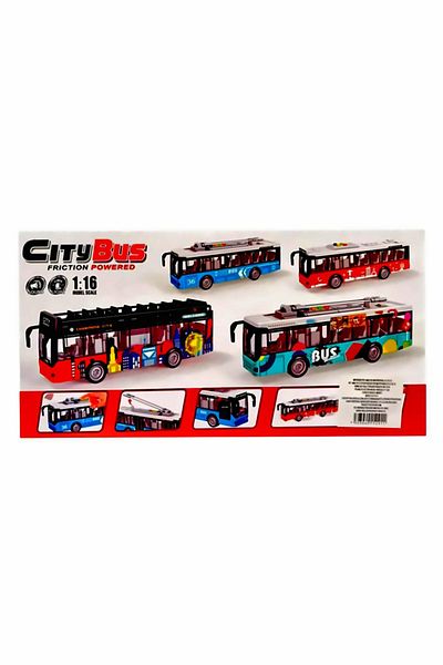OMZ Sound and Light Toy City Bus A1119-13 Kımızı Girls' Educational Toy Boys' Toys