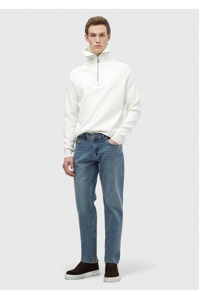 Ramsey Blaue, gerade, reguläre Denim-Hose aus 100 % Baumwolle
