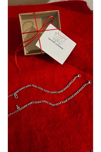 derokas 2’ Li Sevgili Çift Harfli Paslanmaz İthal Çelik Aşk Bilekliği 2’Li Ma...