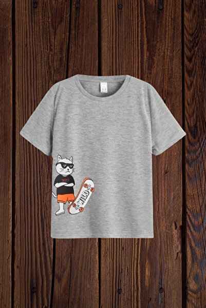 Wish BF pisică Skateboard cu imprimeu Fete Băieți tricou