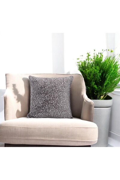 ASDİVA غطاء وسادة منسوج رمادي منقوش متاهة 43X43 سم