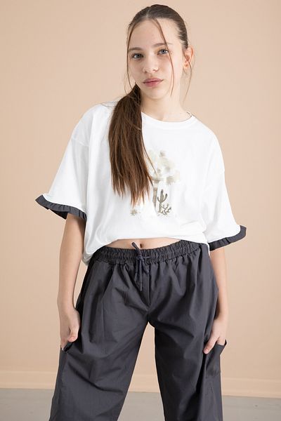 Cansın Mini Smoked Girl's T-Shirt and Cargo Pocket Pants 2-Piece Set 20394