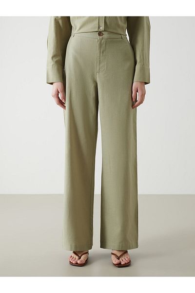LC Waikiki Standard Fit Straight Linen Blend Women's Trousers