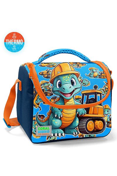 Coral High Kids Blue Orange Dinosaur Patterned Thermo Lunchbox 12793
