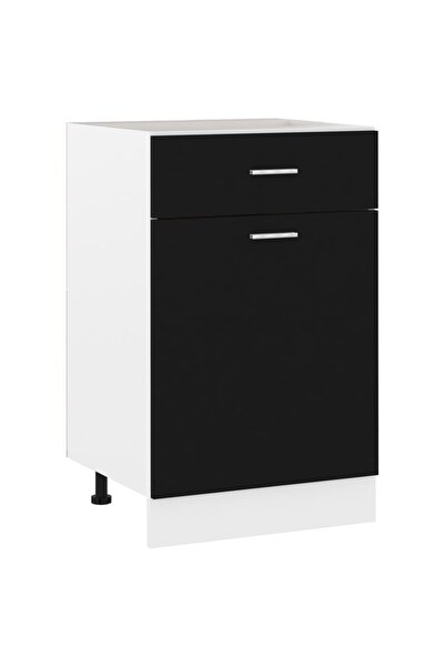 vidaxl خزانة سفلية بدرج، لون أسود ليون، 50×46×81.5 سم، مصنوعة من الخشب المصنّع