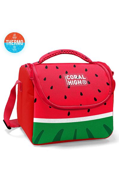 Coral High Kids Red Green Watermelon Patterned Thermo Lunchbox 12789