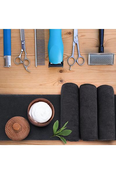 CAQQA 10 Black Cotton Hairdressing Towels |   50 X 90 cm