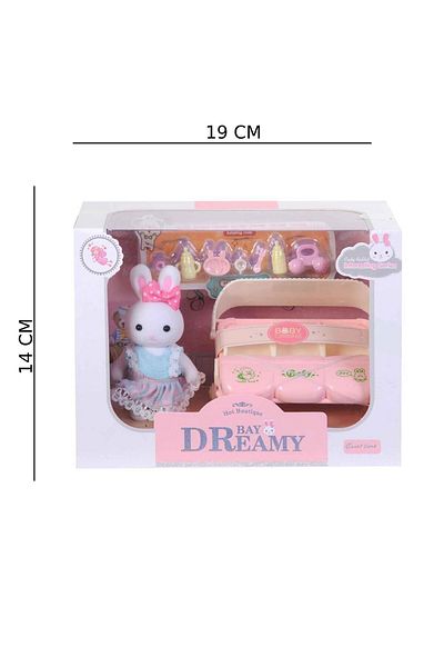 hak-iş oyuncak Mini Rabbit Family Triple Baby Stroller