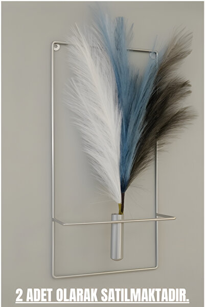 MetaQuartz Aksesuar Kare Gümüş Çiçeklik (2 Adet ), Modern Dekoratif Duvar Dek...