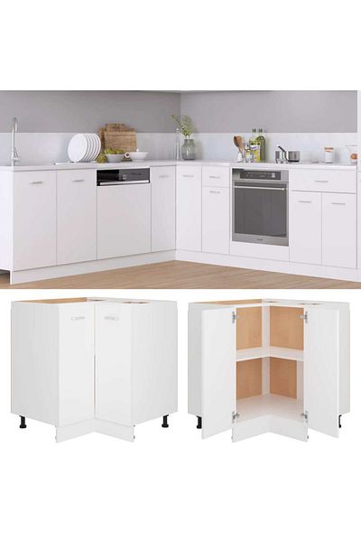 vidaxl Corner Bottom Cabinet White 75.5x75.5x80.5 cm Engineered Wood