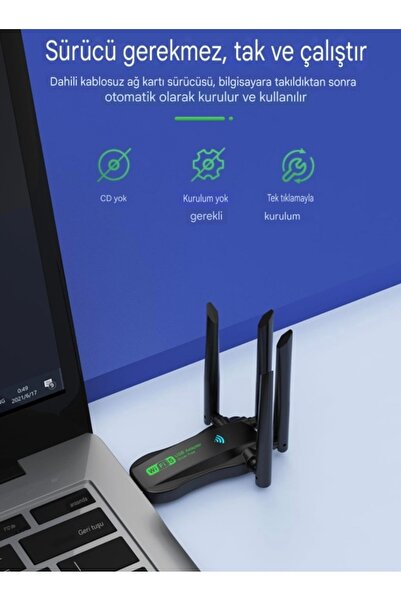 Kebidumei 1200 Mbps Wifi Usb 3.0 Yüksek Hızlı 5ghz Çift Bant Adaptör Wifi 5 Adaptör