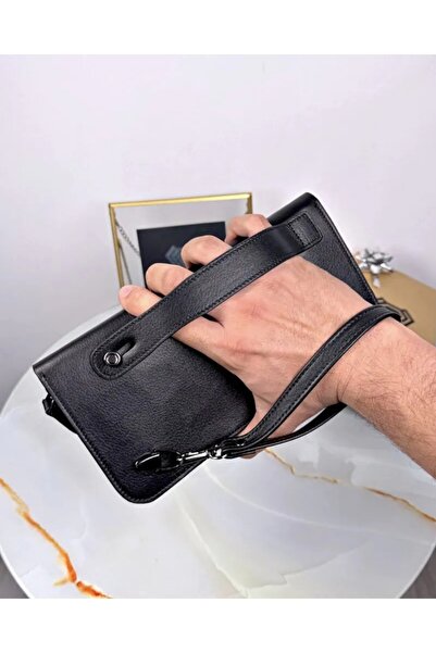 Fil Deri Premium Genuine Leather Black Luxury Bag with Handles and Multiple Compartments (2082)