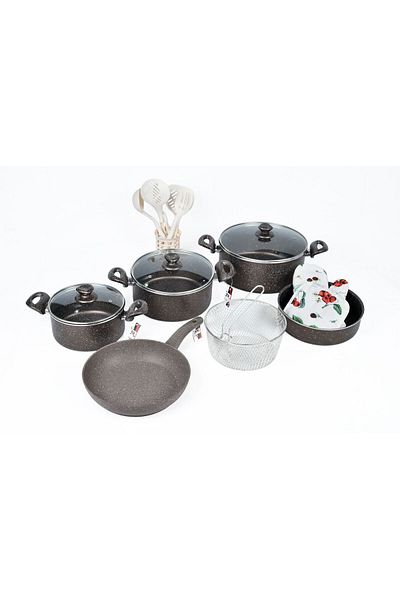 AR-Kitchen 18 Pcs Granite Cookware Set- Made In Türkiye