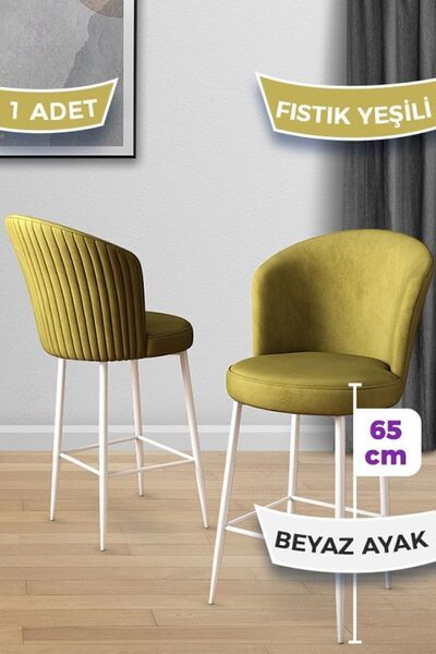 Canisa Alte Serisi 1 Adet 65 Cm Fıstık Yeşili Ada Mutfak Bar Sandalyesi Babyf...