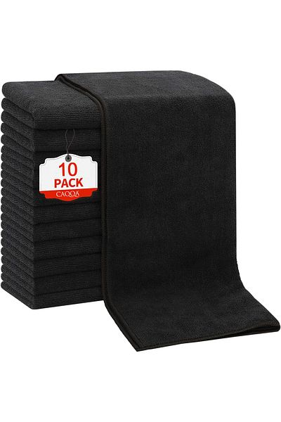 CAQQA 10 Black Cotton Hairdressing Towels |   50 X 90 cm