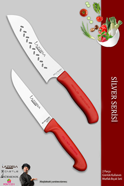 LAZBİSA Gold Serisi Mutfak Bıçak Seti Et Ekmek Sebze Salata Kıyma Şef Bıçağı ...