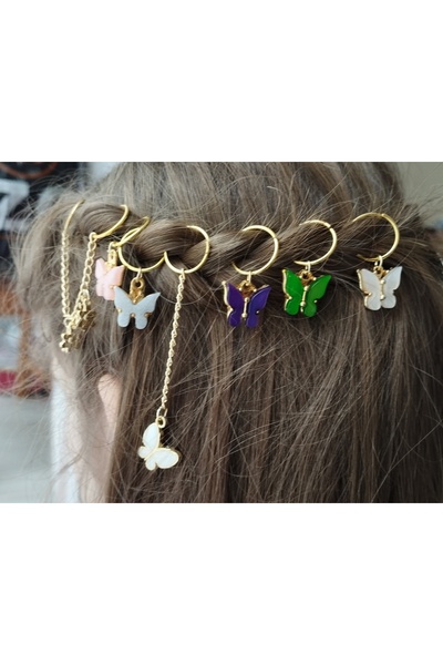 Galibarda Kelebek Saç Küpesi Toka Seti