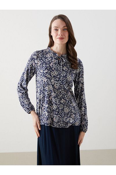 LC Waikiki Women's Blouse with Tie-Down Collar Flower