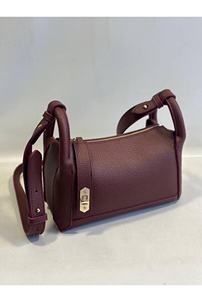 Miales Burgundowa damska torebka do ręki i na ramię z długim i krótkim paskie...