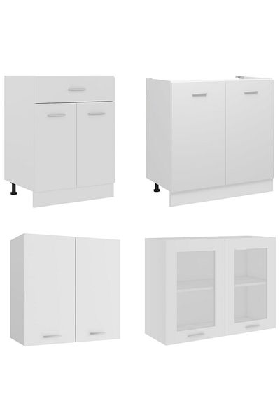 vidaxl 4 Piece Kitchen Cabinet Set White Engineered Wood