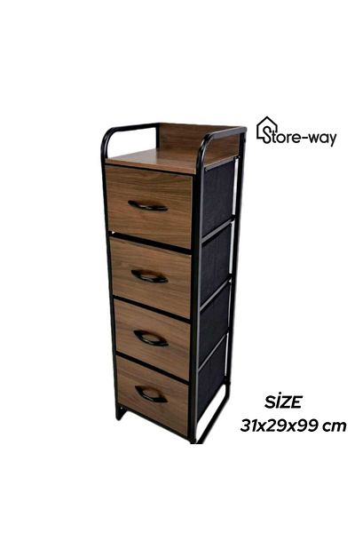 Storeway 4 Drawer Wooden Side Table
