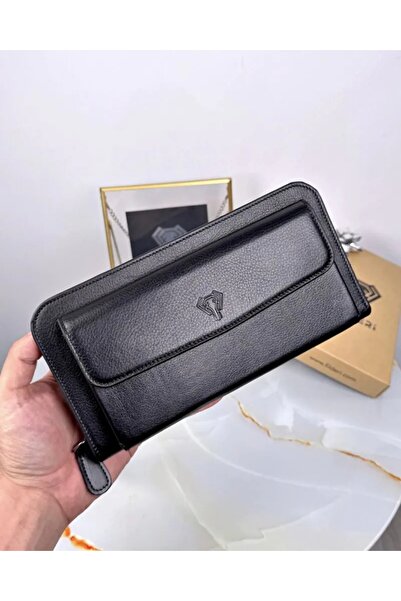 Fil Deri Premium Genuine Leather Black Luxury Bag with Handles and Multiple Compartments (2082)