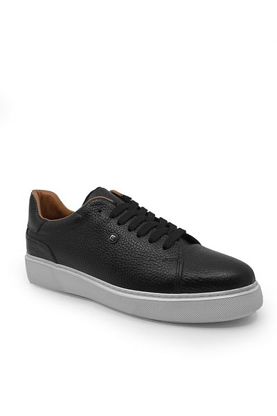Pierre Cardin Casual Leather Comfort Sole Lace-Up Men's Sneaker Shoes Black
