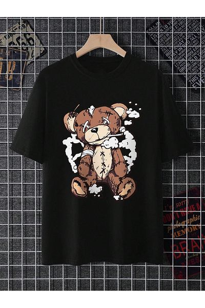 uyguntarz Unisex-T-Shirt mit Aufdruck „Bärenauge X“ in Übergröße