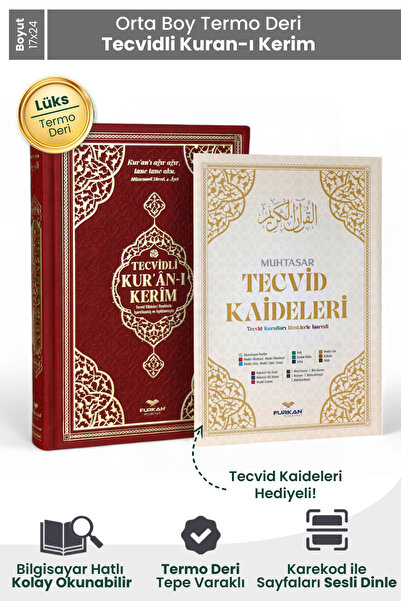 Furkan Neşriyat FN Orta Boy Bilgisayar Hattı Arapça Tepe Varaklı Termo Deri T...