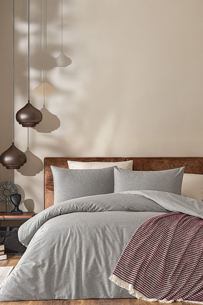 Puffy Sashi Double Yarn-Dyed Duvet Cover Set - Grey