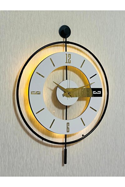 Pey Aksesuar Metal Camlı Duvar Saati 50 X 70 Cm Orta Boy Işıklı Gerçek Cam M5...